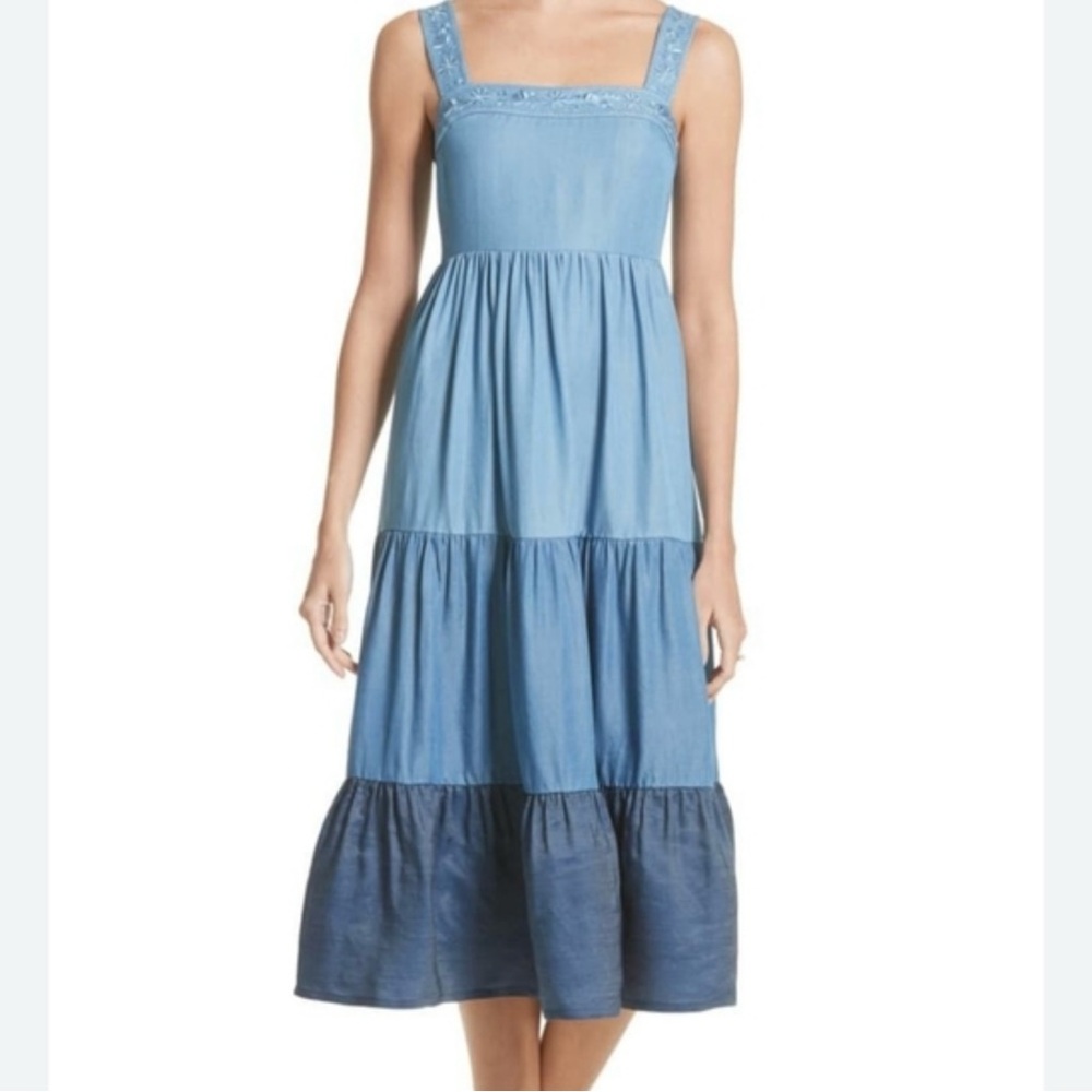 Kate Spade Blue Maxi Ruffle Dress